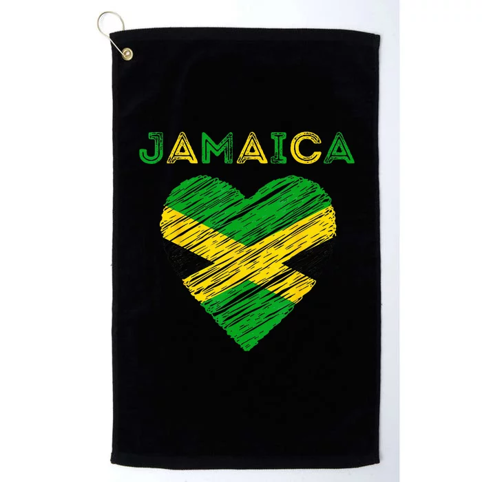 Jamaica Is In My Heart Proud Jamaican Jamaica Flag Heart Platinum Collection Golf Towel