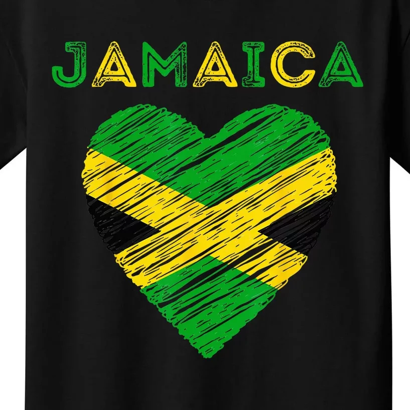 Jamaica Is In My Heart Proud Jamaican Jamaica Flag Heart Kids T-Shirt