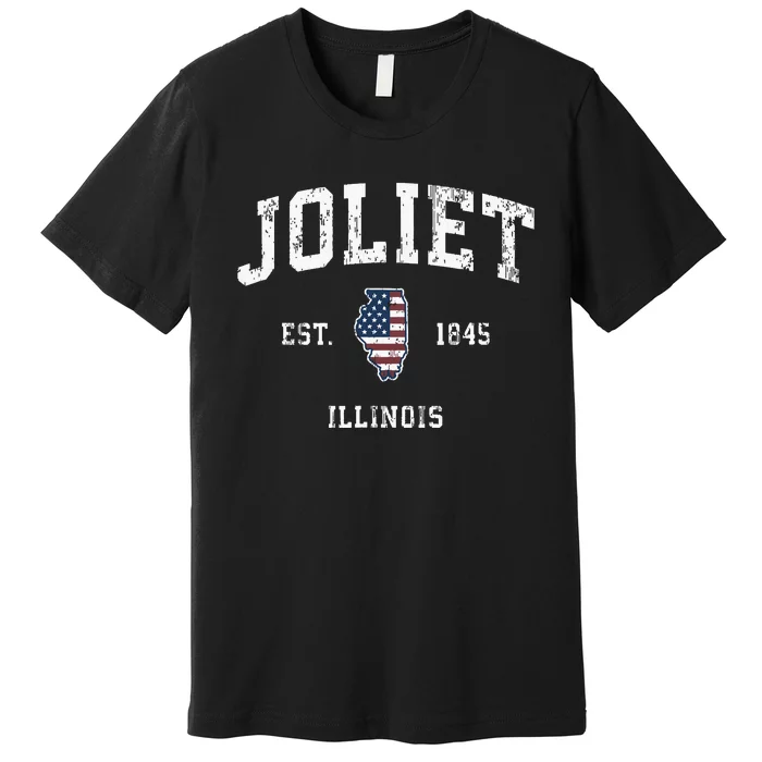 Joliet Illinois Il Vintage American Flag Sports Design Premium T-Shirt