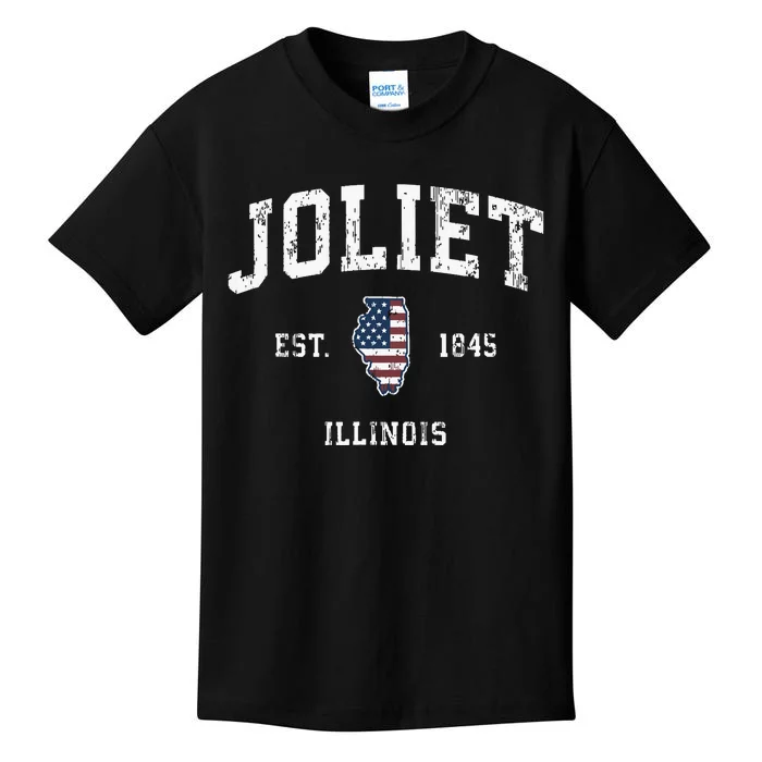 Joliet Illinois Il Vintage American Flag Sports Design Kids T-Shirt