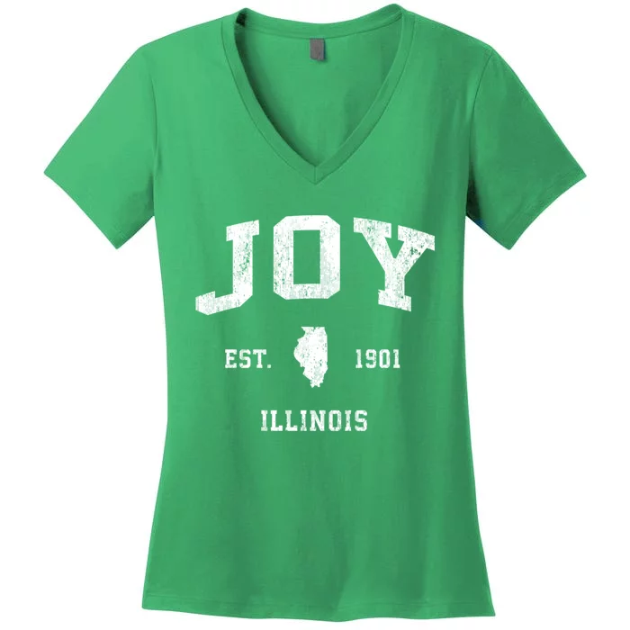 Joy Illinois Il Vintage Athletic Sports Women's V-Neck T-Shirt