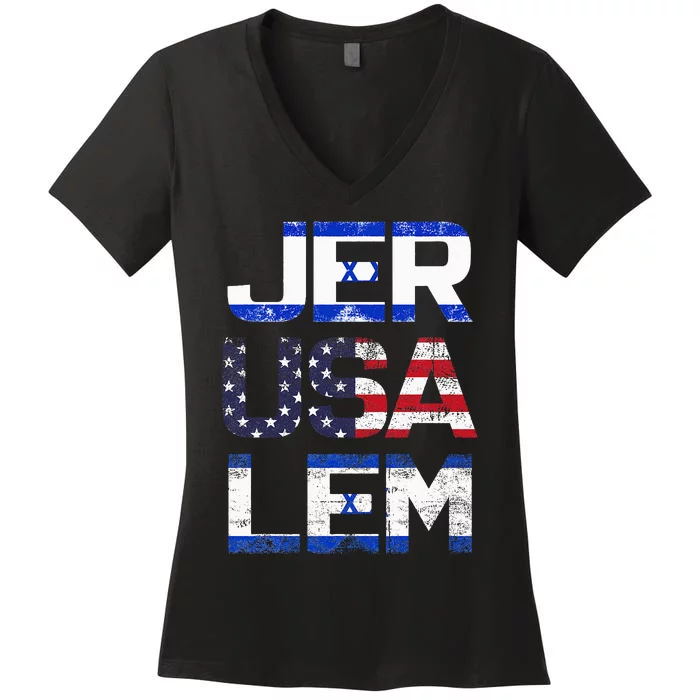 Jerusalem Israel Women's V-Neck T-Shirt