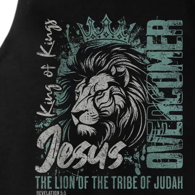 Jesus Is King Lion Of Judah Bible Faith Graphic Christian Ladies Tri-Blend Wicking Tank