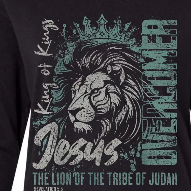 Jesus Is King Lion Of Judah Bible Faith Graphic Christian Womens Cotton Relaxed Long Sleeve T-Shirt