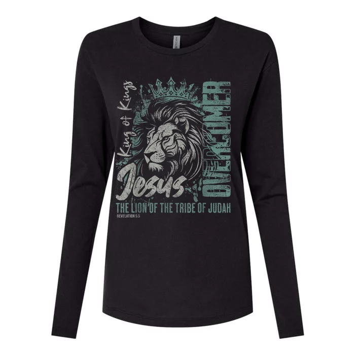 Jesus Is King Lion Of Judah Bible Faith Graphic Christian Womens Cotton Relaxed Long Sleeve T-Shirt