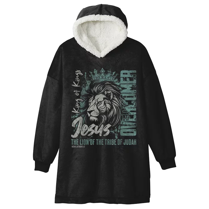 Jesus Is King Lion Of Judah Bible Faith Graphic Christian Hooded Wearable Blanket