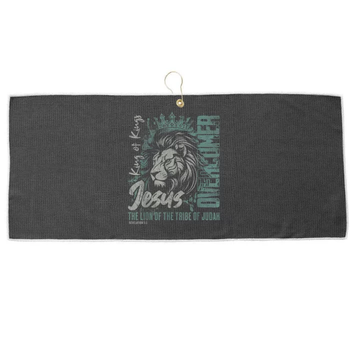 Jesus Is King Lion Of Judah Bible Faith Graphic Christian Large Microfiber Waffle Golf Towel