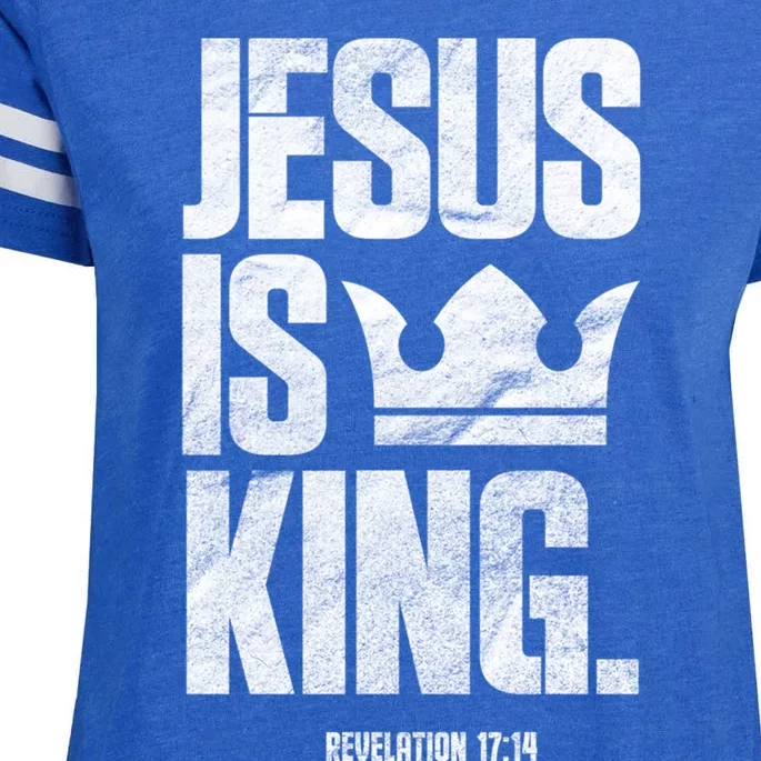 Jesus Is King Christian Bible Scripture Quote Gift Enza Ladies Jersey Football T-Shirt