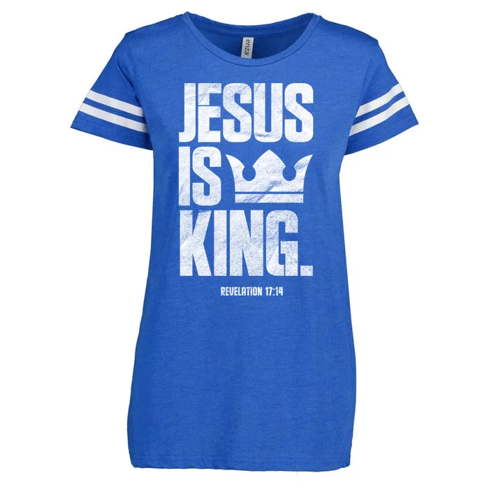 Jesus Is King Christian Bible Scripture Quote Gift Enza Ladies Jersey Football T-Shirt