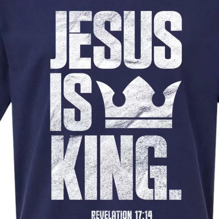 Jesus Is King Christian Bible Scripture Quote Gift Sueded Cloud Jersey T-Shirt