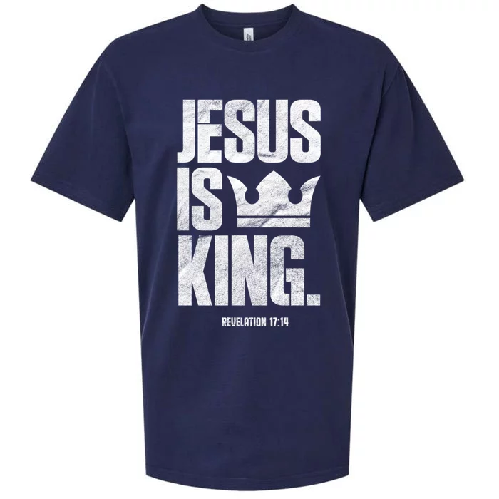 Jesus Is King Christian Bible Scripture Quote Gift Sueded Cloud Jersey T-Shirt