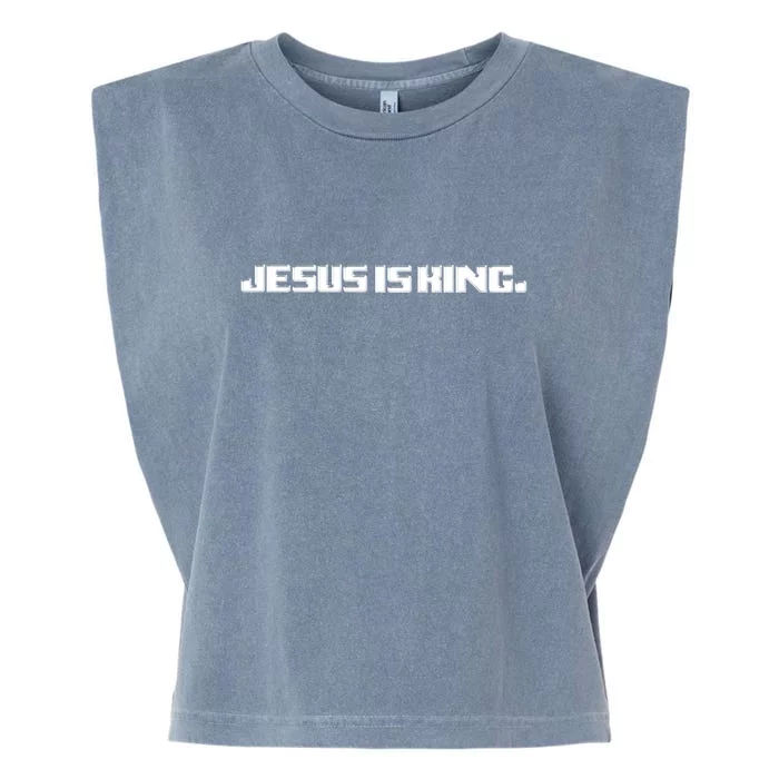 Jesus Is King. King Of Kings: Minimalist Faith Christian Catholic Garment-Dyed Women's Muscle Tee