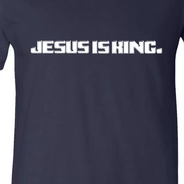 Jesus Is King. King Of Kings: Minimalist Faith Christian Catholic V-Neck T-Shirt