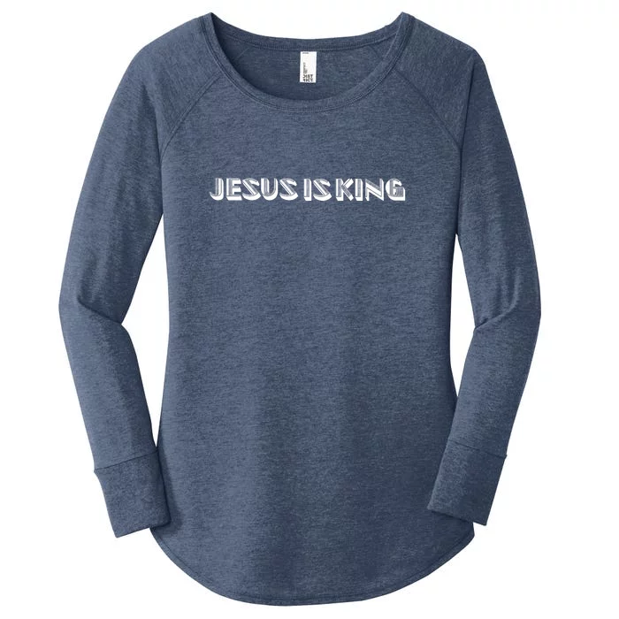 Jesus Is King. Embossed Minimalist Faith Christian Catholic Women's Perfect Tri Tunic Long Sleeve Shirt