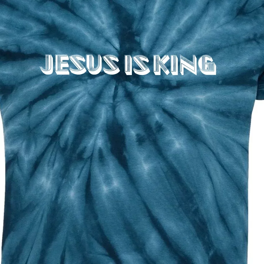 Jesus Is King. Embossed Minimalist Faith Christian Catholic Kids Tie-Dye T-Shirt