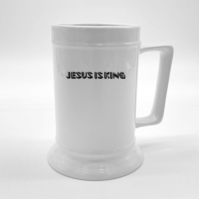 Jesus Is King. Embossed Minimalist Faith Christian Catholic Front & Back Beer Stein