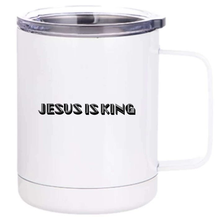 Jesus Is King. Embossed Minimalist Faith Christian Catholic Front & Back 12oz Stainless Steel Tumbler Cup