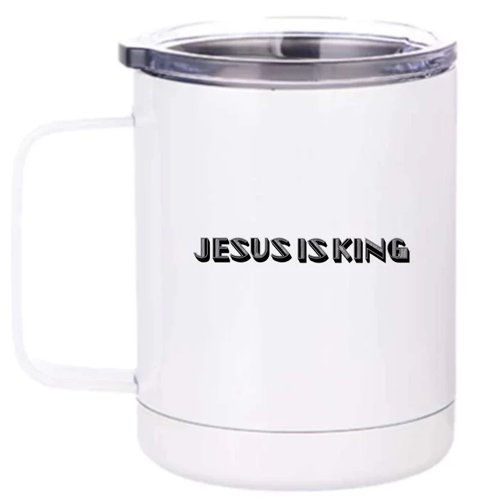 Jesus Is King. Embossed Minimalist Faith Christian Catholic Front & Back 12oz Stainless Steel Tumbler Cup