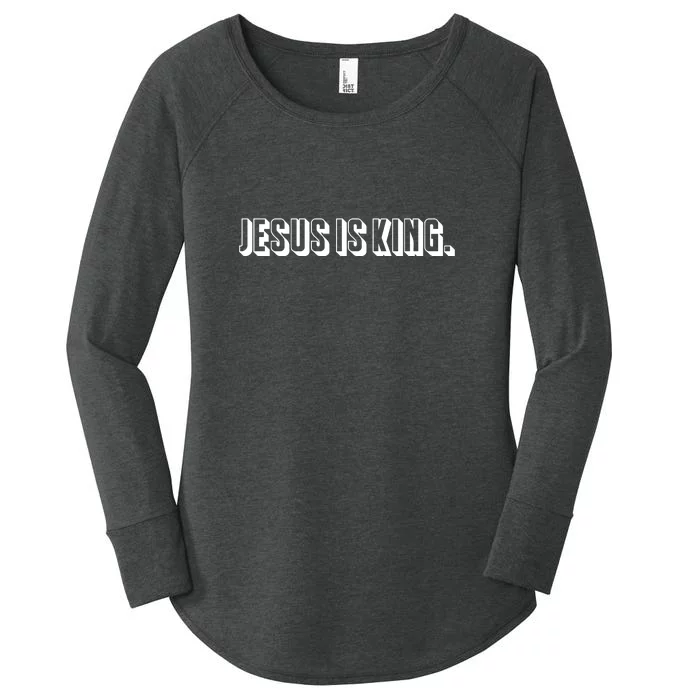 Jesus Is King 3d Simple Font Christian Catholic Christ Women's Perfect Tri Tunic Long Sleeve Shirt