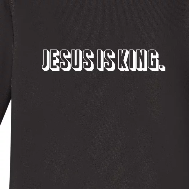 Jesus Is King 3d Simple Font Christian Catholic Christ Baby Long Sleeve Bodysuit