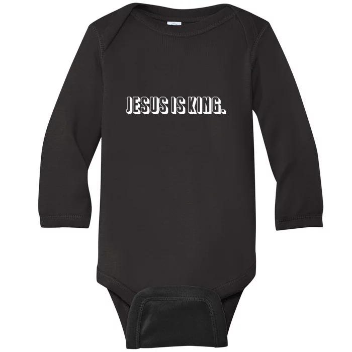 Jesus Is King 3d Simple Font Christian Catholic Christ Baby Long Sleeve Bodysuit