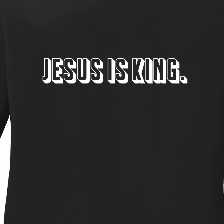 Jesus Is King 3d Simple Font Christian Catholic Christ Ladies Long Sleeve Shirt