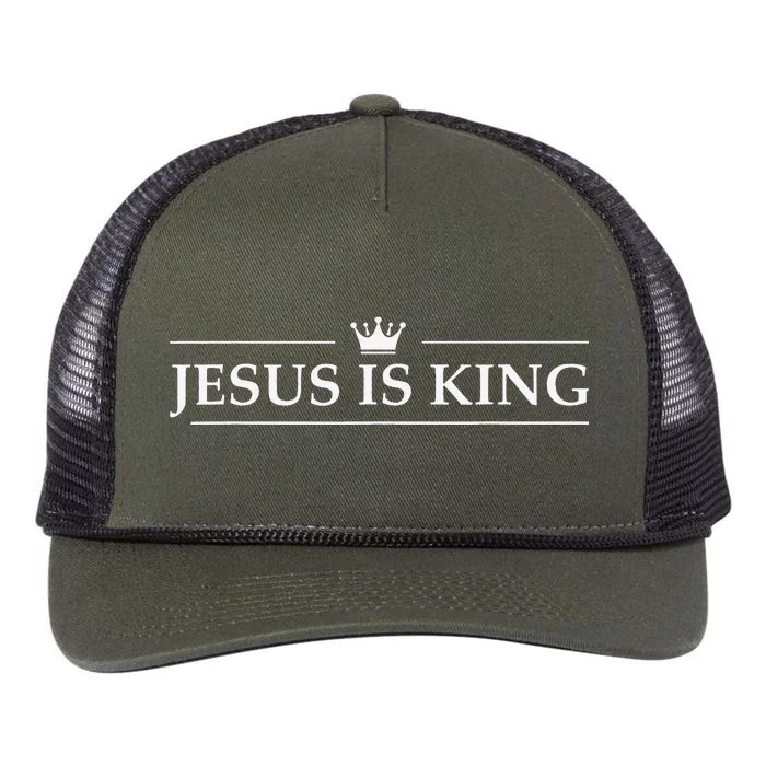 Jesus Is King Bible Scripture Quote Christian Faith Crown Retro Rope Trucker Hat Cap