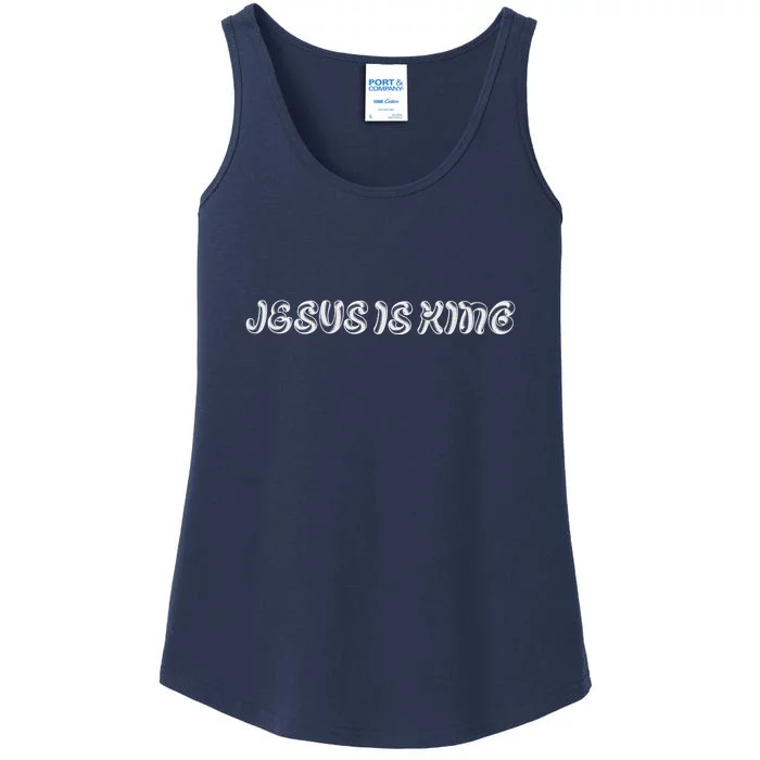 Jesus Is King Embossed Simple Faith Christian Catholic Ladies Essential Tank