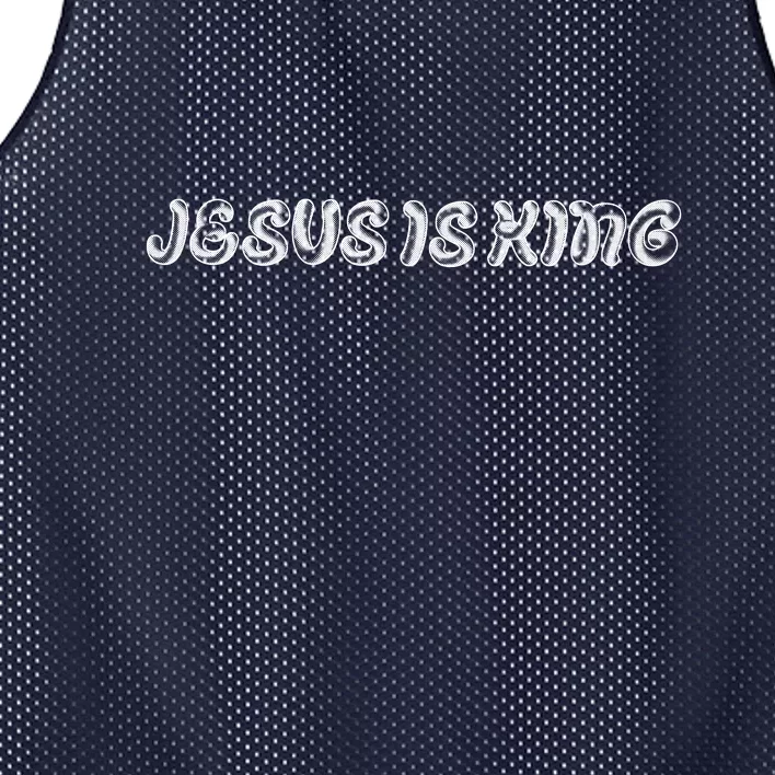 Jesus Is King Embossed Simple Faith Christian Catholic Mesh Reversible Basketball Jersey Tank