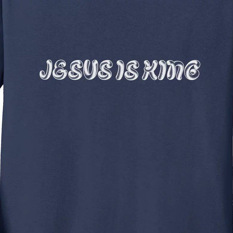 Jesus Is King Embossed Simple Faith Christian Catholic Kids Long Sleeve Shirt