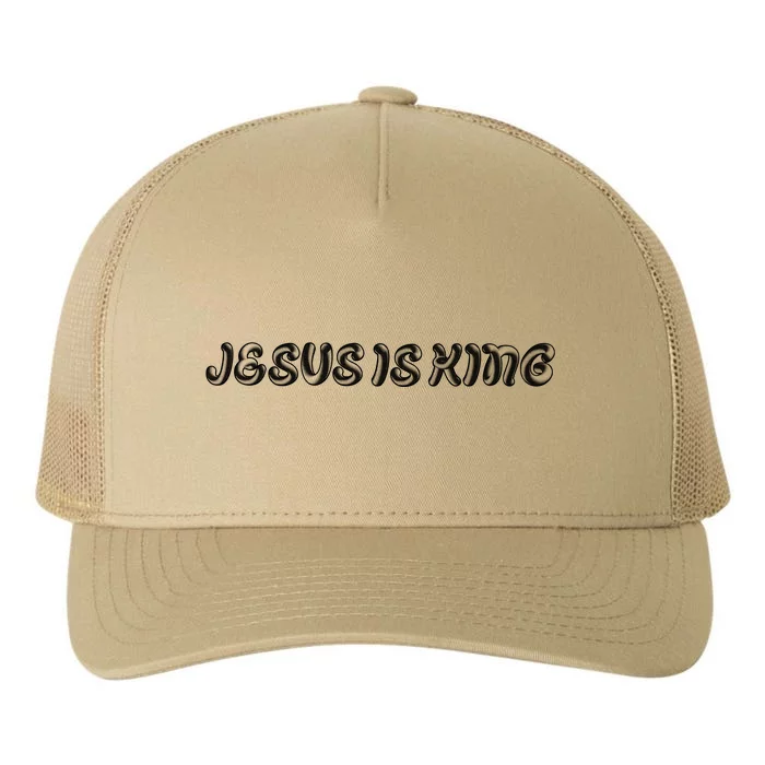 Jesus Is King Embossed Simple Faith Christian Catholic Yupoong Adult 5-Panel Trucker Hat