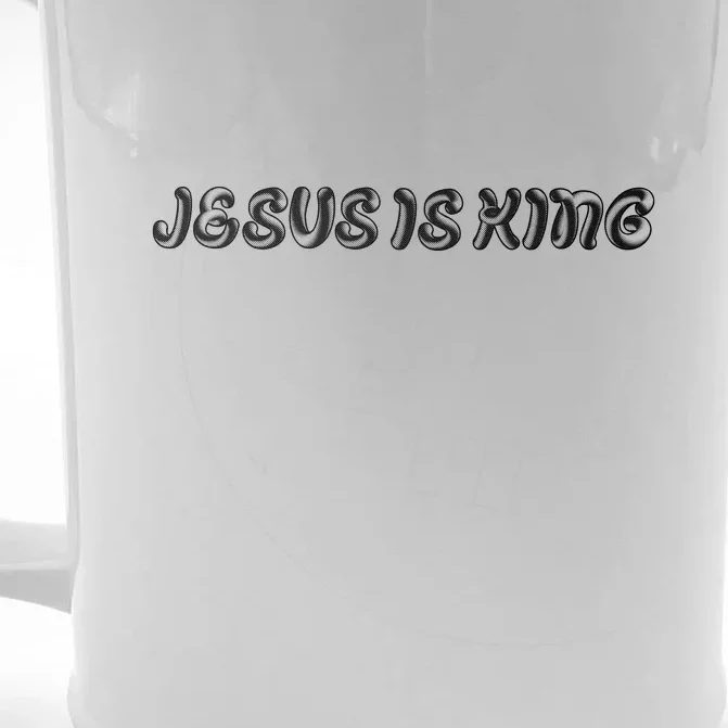 Jesus Is King Embossed Simple Faith Christian Catholic Front & Back Beer Stein