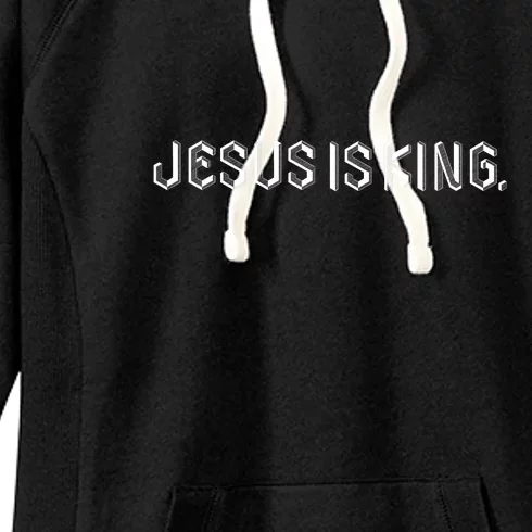 Jesus Is King Embossed Church Faith Christian Catholic Women's Fleece Hoodie