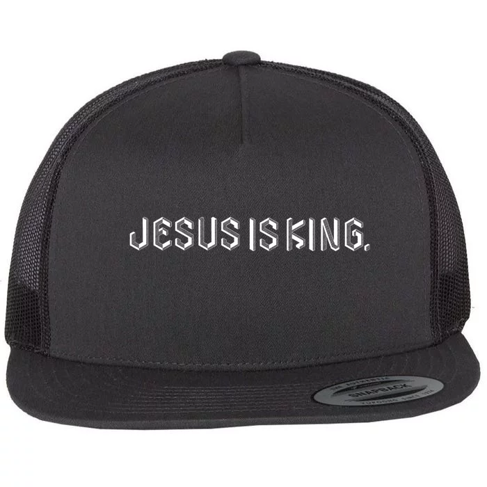 Jesus Is King Embossed Church Faith Christian Catholic Flat Bill Trucker Hat