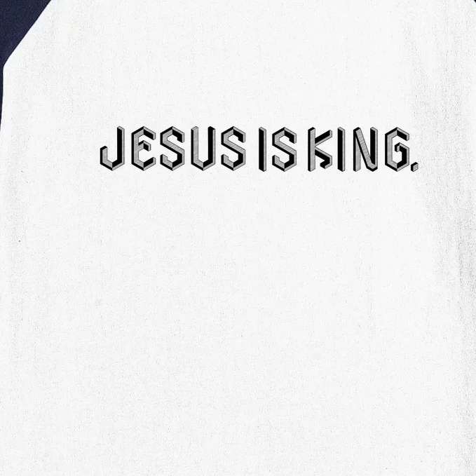 Jesus Is King Embossed Church Faith Christian Catholic Baseball Sleeve Shirt