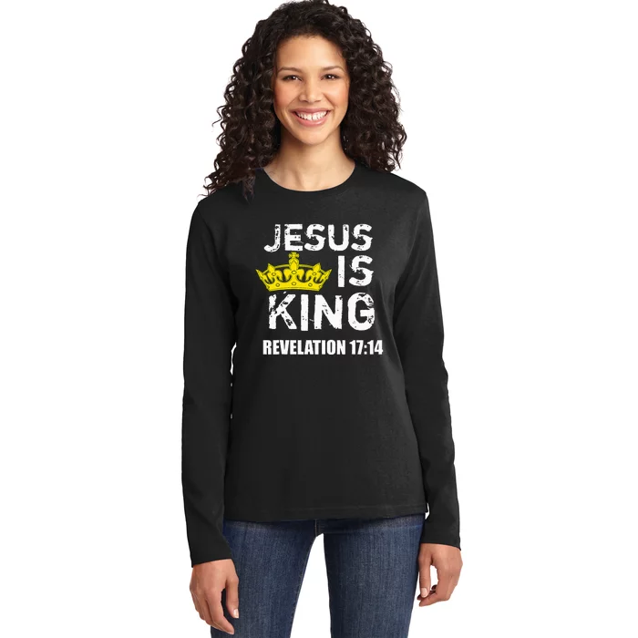 Jesus Is King Faith God Christian Jesus4m3 Ladies Long Sleeve Shirt