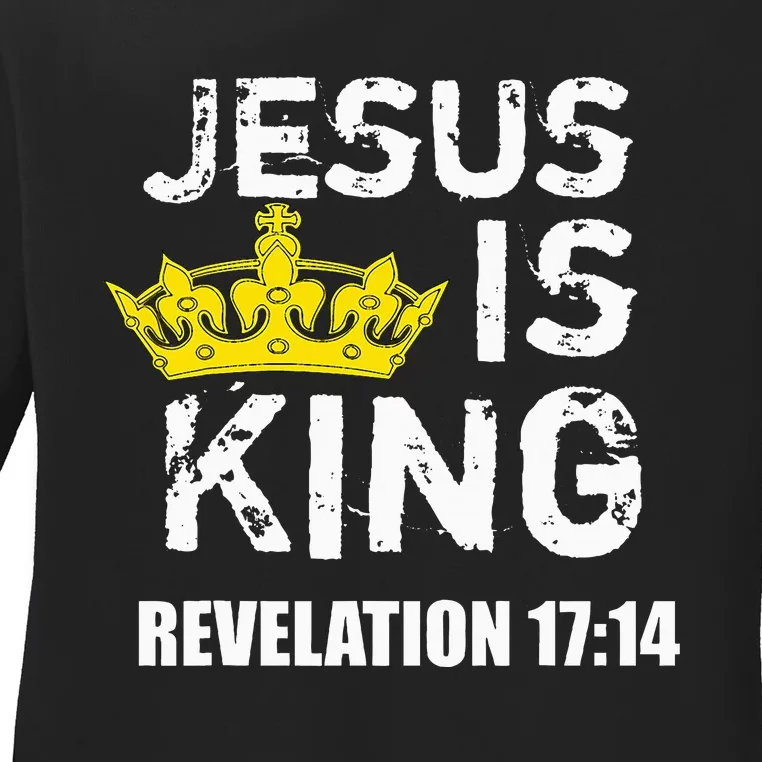 Jesus Is King Faith God Christian Jesus4m3 Ladies Long Sleeve Shirt