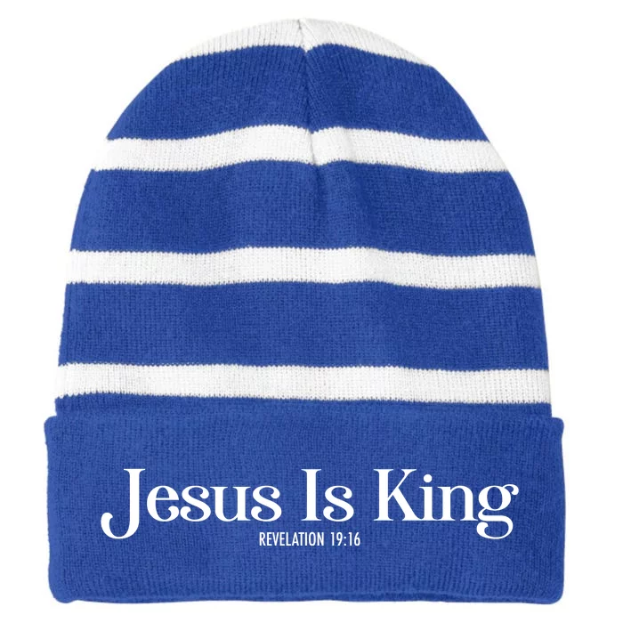 Jesus Is King Revelation 19 16 Striped Beanie with Solid Band