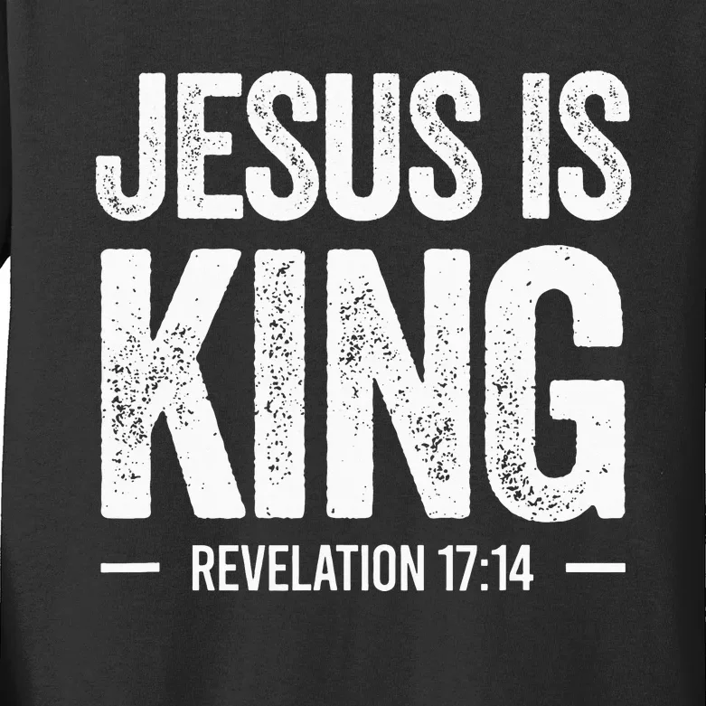 Jesus is King Revelation 1714 Christian Faith Bible Verse Kids Long Sleeve Shirt