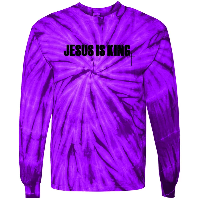 Jesus Is King Simple King Of Kings 3 Nails Cross Redeemed Collection Tie-Dye Long Sleeve Shirt