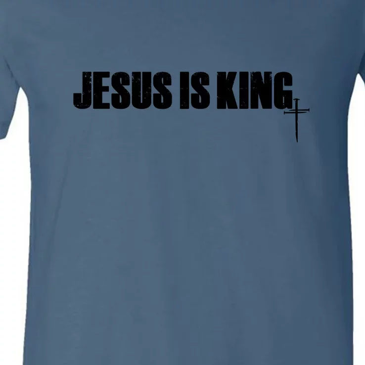 Jesus Is King Simple King Of Kings 3 Nails Cross Redeemed Collection V-Neck T-Shirt