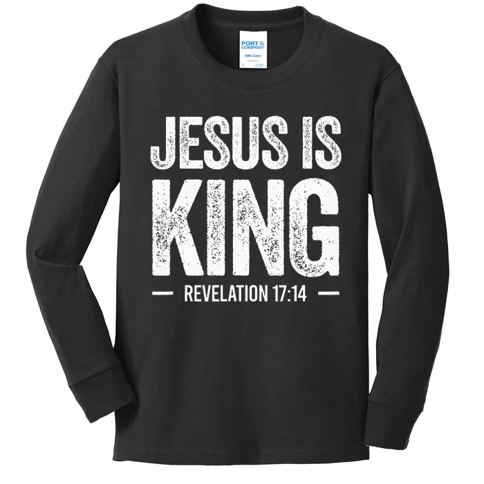 Jesus Is King Revelation 1714 Christian Faith Bible Verse Kids Long Sleeve Shirt