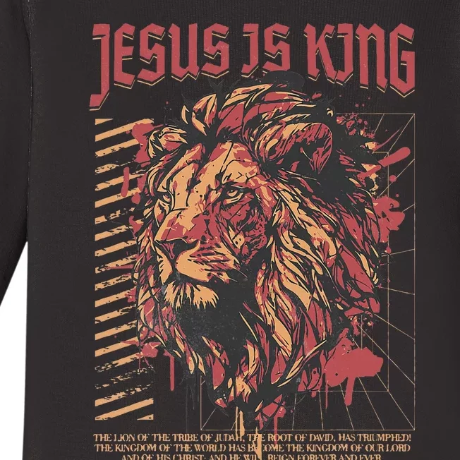 Jesus Is King Lion Christian Jesus Is King Lion Baby Long Sleeve Bodysuit