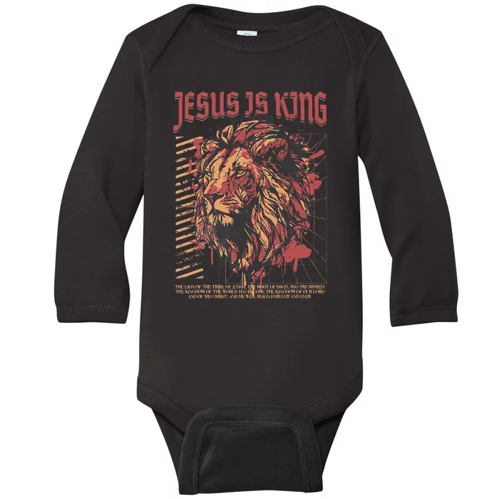 Jesus Is King Lion Christian Jesus Is King Lion Baby Long Sleeve Bodysuit