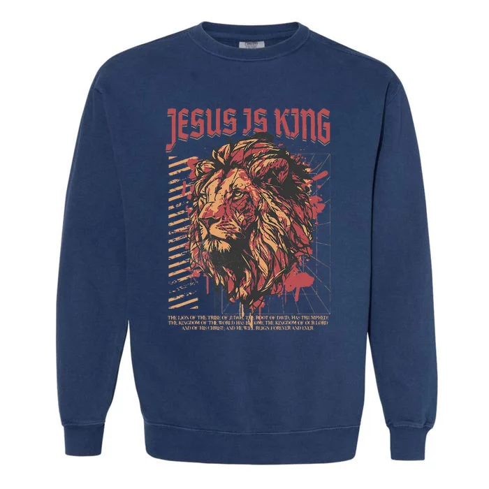 Jesus Is King Lion Christian Jesus Is King Lion Garment-Dyed Sweatshirt