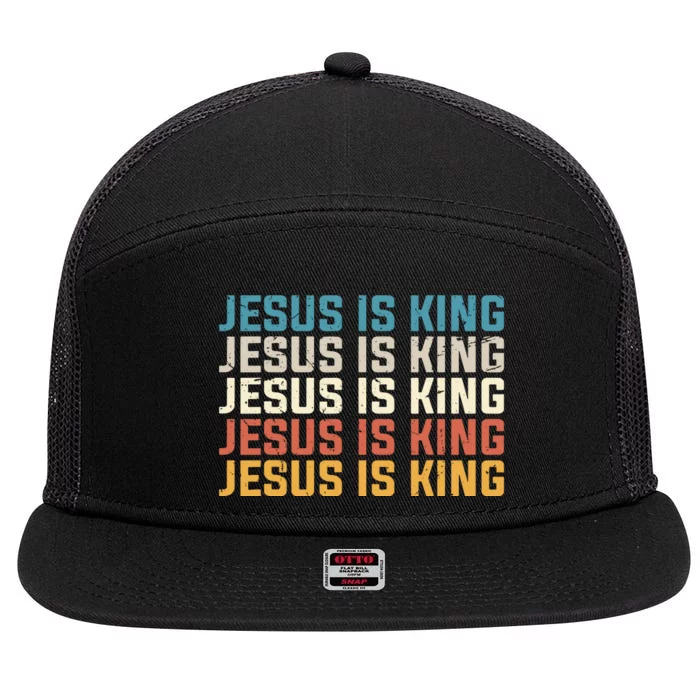 Jesus Is King Vintage Christian Church 7 Panel Mesh Trucker Snapback Hat