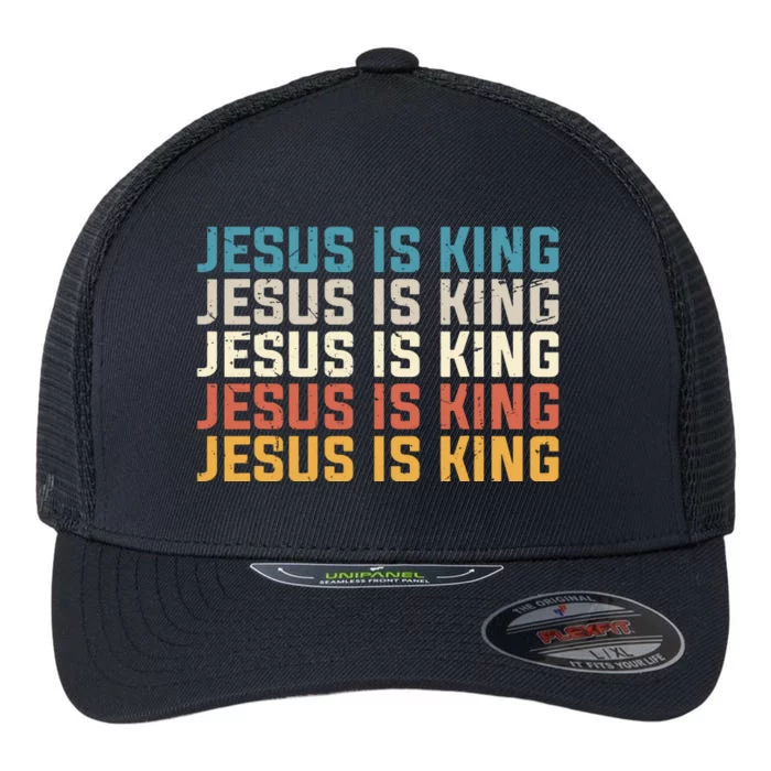 Jesus Is King Vintage Christian Church Flexfit Unipanel Trucker Cap