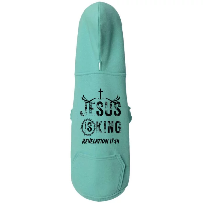 Jesus Is King Christian Faith Religious Bible Thanksgiving Doggie 3-End Fleece Hoodie