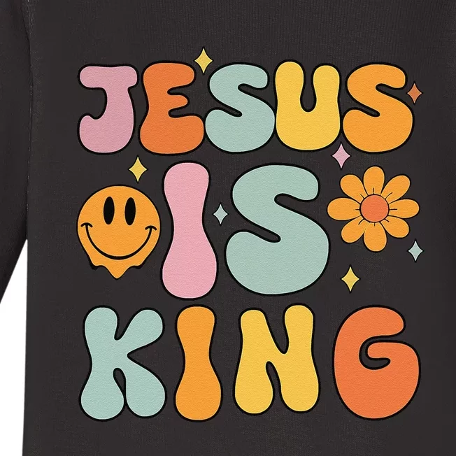 Jesus Is King Christian Religious Baby Long Sleeve Bodysuit