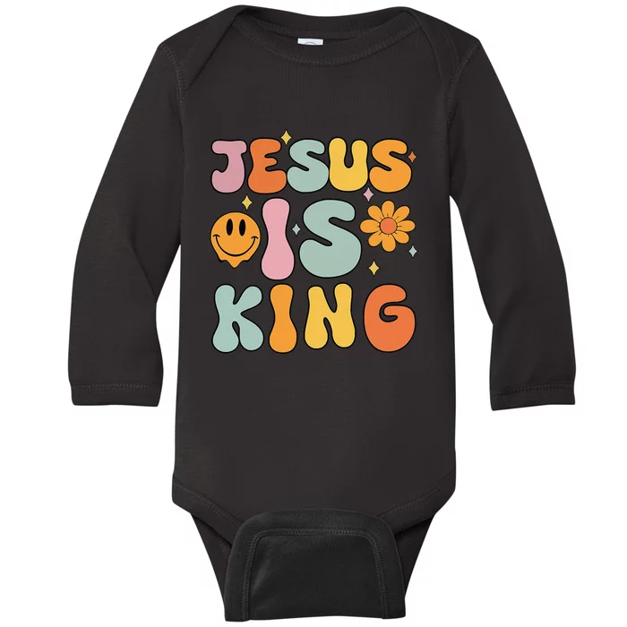 Jesus Is King Christian Religious Baby Long Sleeve Bodysuit